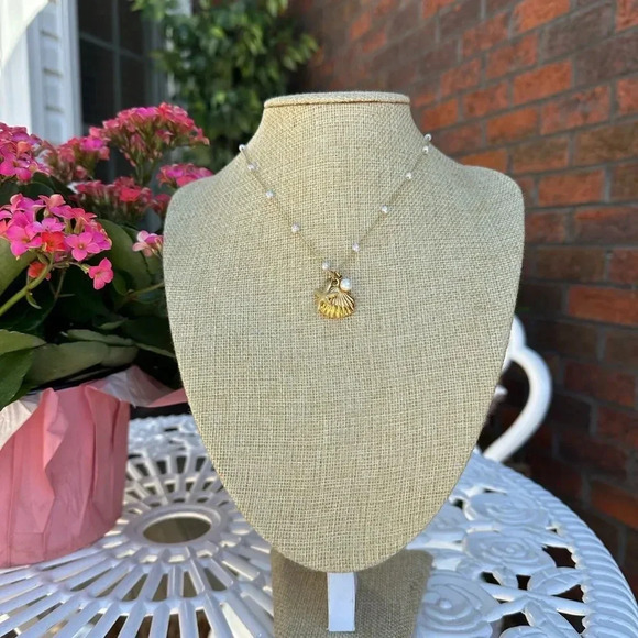 Starfish Seashel Pearl 18KGold Plated Stainless Steel Waterproof Necklace - Picture 15 of 17